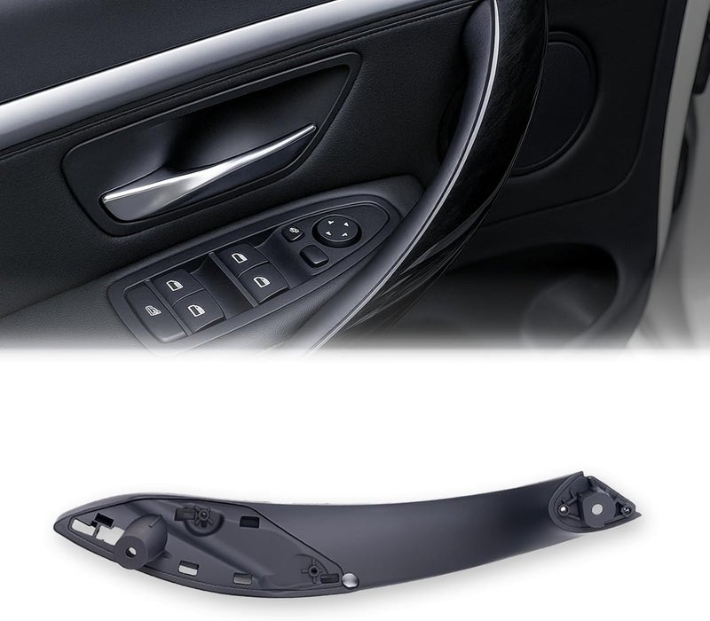 iCarPro 1PCS Door Handles Replacement for BMW 3 Series F30 4 Series F32 F80 F82 Inner Door Pull Strap Armrest Bracket Handle Kit Interior Trim, 2013-2018 320 328 330 335 2014-2019 428 435 (Front Right, Black) - Image 1